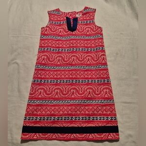 Vineyard Vines girls size 14 red blue and white shift dress, ribbon trim EUC